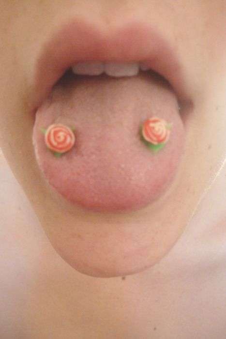 flower tongue piercing 